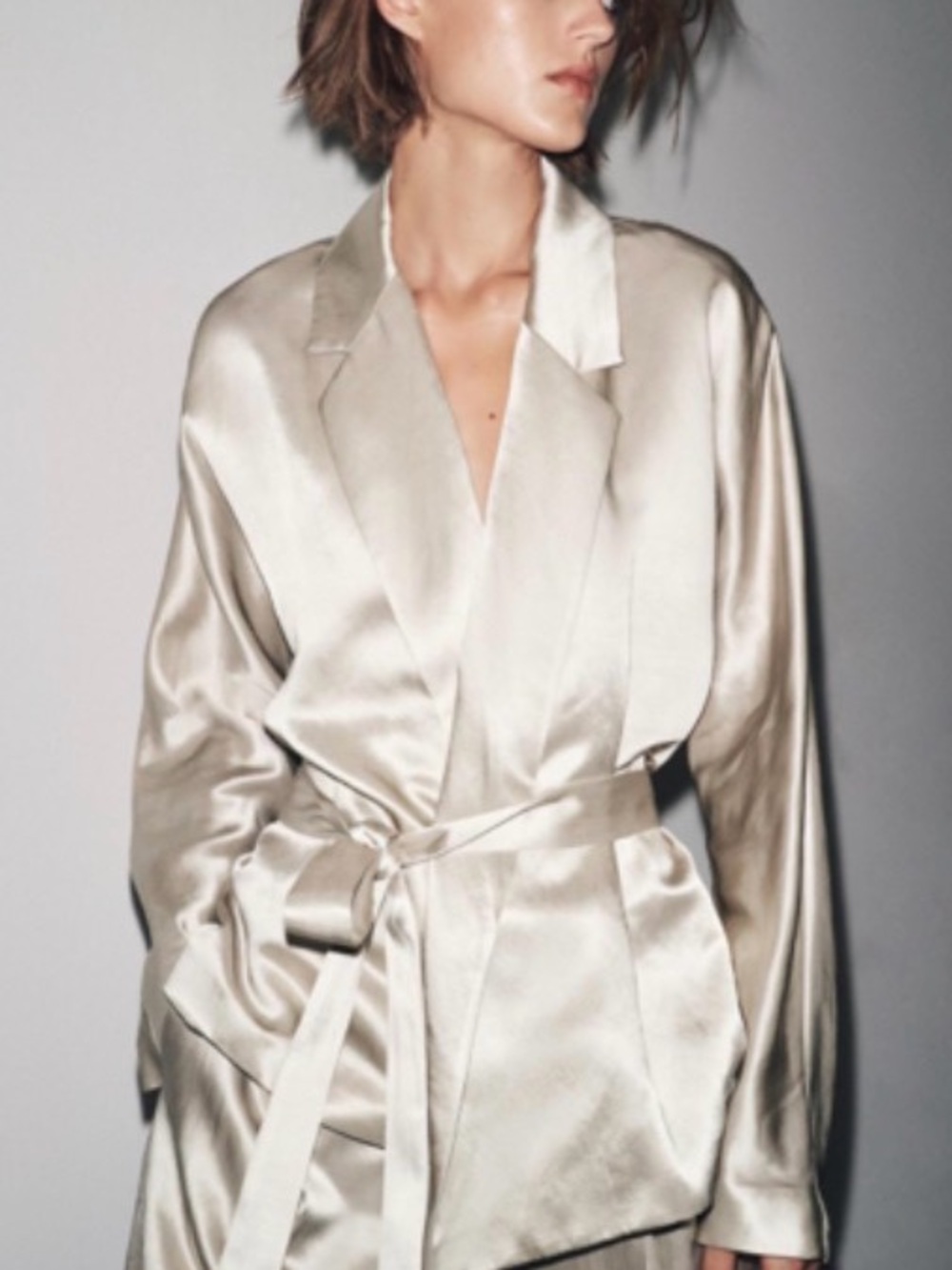 SATIN EFFECT BLAZER WITH BELT ZW COLLECTION LIMITED EDITION